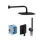Ravak Flat - Set de douche avec mitigeur encastré, corps d’encastrement, 25x25 cm, noir X07S071