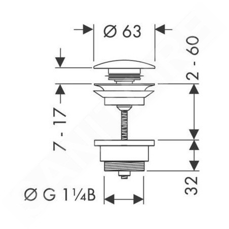 Hansgrohe Garnitures de vidage - Garniture de vidage Push-Open pour mitigeur de lavabo et de bidet, bronze brossé 50100140