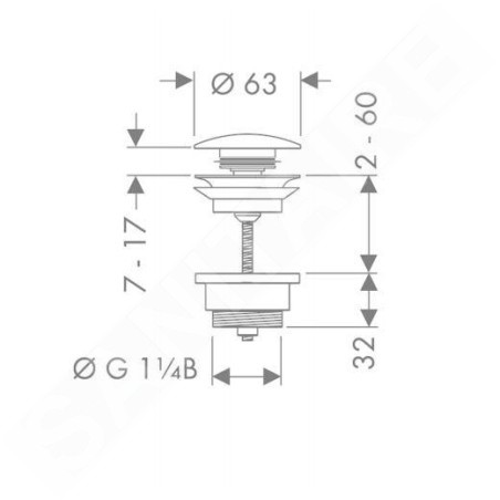 Hansgrohe Garnitures de vidage - Garniture de vidage Push-Open pour mitigeurs de lavabo et bidet, chrome 50100000
