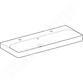 Geberit Smyle Square - Double lavabo 1200x480 mm, avec trop-plein, 2 trous pour robinetterie, blanc 500.253.01.1