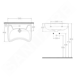 Sapho Disabled - Lavabo en céramique 59x45,5 cm pour PMR (3001) 10TP60060