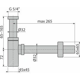 kielle Siphons - Siphon pour lavabo, diamètre 32 mm, anguleux, métal 30901011