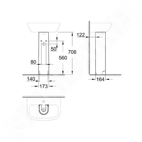 Grohe Bau Ceramic - Colonne pour lavabo, blanc alpin 39425000