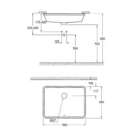 Grohe Cube Ceramic - Vasque encastrée, 492x370 mm, PureGuard, blanc alpin 3948000H