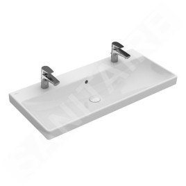 Villeroy & Boch Avento - Meuble lavabo 1000x470 mm, avec trop-plein, 2 trous de robinetterie, CeramicPlus, blanc alpin 4156A4R1