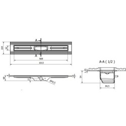 I-Drain Liquid - Grille en acier inoxydable pour bac à douche, longueur 900 mm, surface PVD, noir EDRO.MB.0900