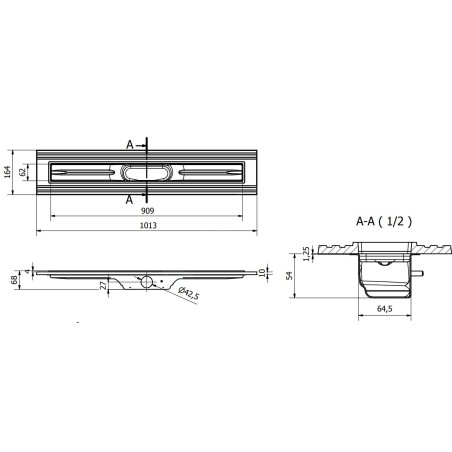 I-Drain Liquid - Grille en acier inoxydable pour bac à douche, longueur 900 mm, surface PVD, noir EDRO.MB.0900
