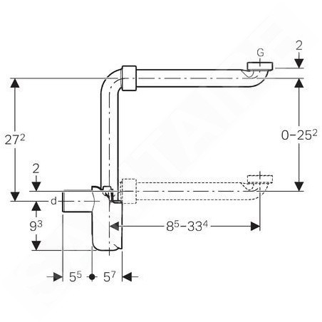 Geberit Accessoires - Siphon à tube plongeur, modèle gain de place, G 1 1/4, diamètre 40 mm, blanc 151.117.11.1