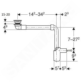 Geberit Accessoires - Siphon de lavabo gain de place avec vidage pour lavabos sans trop-plein, chrome 152.093.21.1