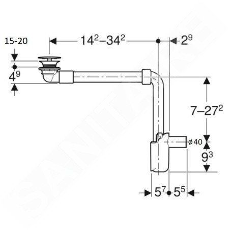 Geberit Accessoires - Siphon de lavabo gain de place avec vidage pour lavabos sans trop-plein, chrome 152.093.21.1