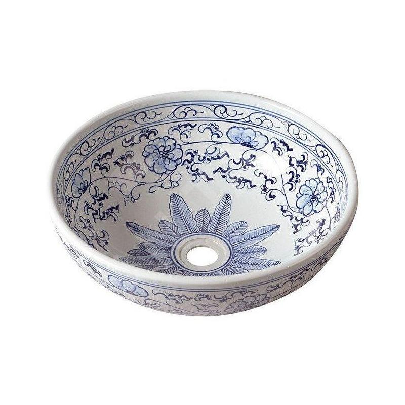 Sapho Priori - Lavabo, diamètre 420 mm, blanc avec motif en bleu PI012 Sapho Priori - Lavabo, diamètre 420 mm, blanc avec motif en bleu PI012
