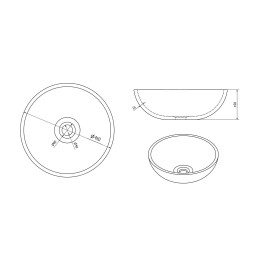 Sapho Priori - Lavabo, diamètre 420 mm, blanc avec motif en bleu PI012