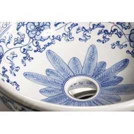 Sapho Priori - Lavabo, diamètre 420 mm, blanc avec motif en bleu PI012