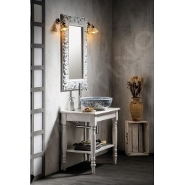 Sapho Priori - Lavabo, diamètre 420 mm, blanc avec motif en bleu PI012