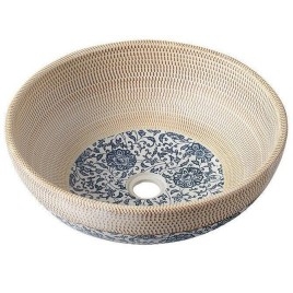 Sapho Priori - Lavabo, diamètre 420 mm, beige avec motif en bleu PI011