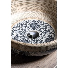 Sapho Priori - Lavabo, diamètre 420 mm, beige avec motif en bleu PI011