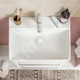 Villeroy & Boch Avento - Meuble lavabo 600x470 mm, avec trop-plein, trou de robinetterie, blanc alpin 41586001