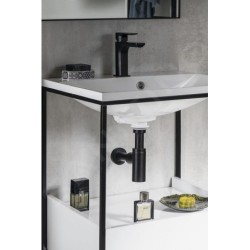 Sapho Siphons - Siphon de lavabo, 1 1/4, sortie d'évacuation 32 mm, rond, noir mat SI515