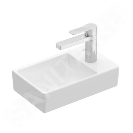 Villeroy & Boch Avento - Lave-mains 360x220 mm, sans trop-plein, un trou de robinetterie à droite, CeramicPlus, blanc alpin