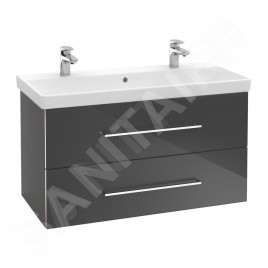Villeroy & Boch Avento - Meuble lavabo 1000x470 mm, avec trop-plein, 2 trous de robinetterie, blanc alpin 4156A401