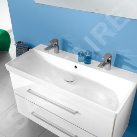 Villeroy & Boch Avento - Meuble lavabo 1000x470 mm, avec trop-plein, 2 trous de robinetterie, blanc alpin 4156A401