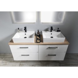 Aqualine Sistema - Lavabo 500x420 mm, avec trop-plein, avec trou pour robinet, blanc 10SF50051
