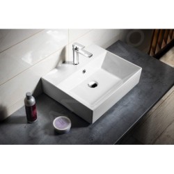 Aqualine Sistema - Lavabo 500x420 mm, avec trop-plein, avec trou pour robinet, blanc 10SF50051