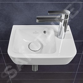 Villeroy & Boch O.novo - Lave-mains Compact 360x250 mm, avec trop-plein, avec 1 trou de  robinetterie à droite, blanc alpin