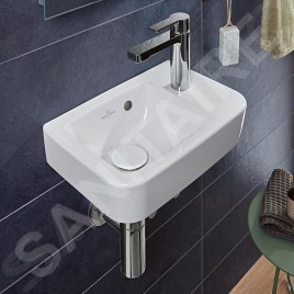 Villeroy & Boch O.novo - Lave-mains Compact 360x250 mm, avec trop-plein, avec 1 trou de  robinetterie à droite, blanc alpin