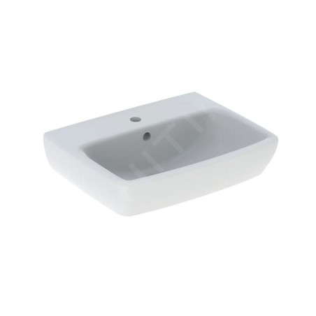 Geberit Selnova Square - Lave-mains 450x350 mm, avec un trou de robinetterie, avec trop-plein, blanc 500.322.01.7