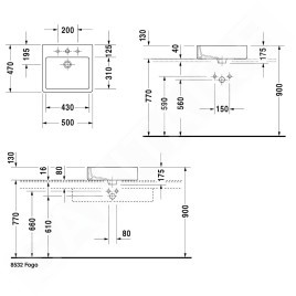 Duravit Vero - Vasque à poser, 500x470 mm, avec un trou pour robinetterie, blanc alpin 0452500000