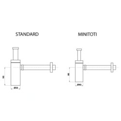 Sapho Omp Tea Minitoti - Siphon de lavabo, sortie d'évacuation 32 mm, chrome 510.135.5.K
