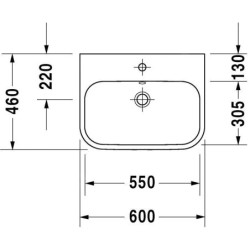 Duravit Happy D.2 - Vasque à poser, 600x460 mm, avec un trou pour robinetterie, blanc alpin 2315600000