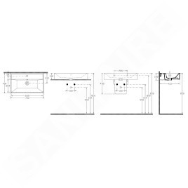 Aqualine Sistema - Lavabo 700x420 mm, avec trop-plein, trou pour robinetterie, blanc 10SF50070