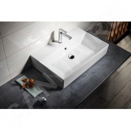 Aqualine Sistema - Lavabo 700x420 mm, avec trop-plein, trou pour robinetterie, blanc 10SF50070