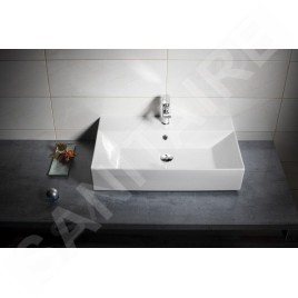 Aqualine Sistema - Lavabo 700x420 mm, avec trop-plein, trou pour robinetterie, blanc 10SF50070