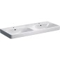 Geberit Smyle Square - Double lavabo 1200x480 mm, avec trop-plein, 2 trous pour robinetterie, blanc 500.223.01.1