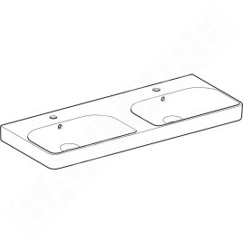 Geberit Smyle Square - Double lavabo 1200x480 mm, avec trop-plein, 2 trous pour robinetterie, blanc 500.223.01.1