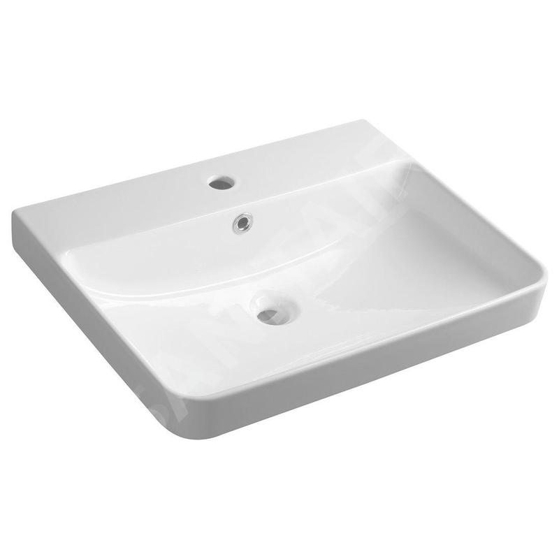 Bruckner Neron - Lavabo 60x48 cm, avec trop-plein, trou pour robinetterie, blanc 201.128.0