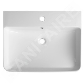Bruckner Neron - Lavabo 60x48 cm, avec trop-plein, trou pour robinetterie, blanc 201.128.0