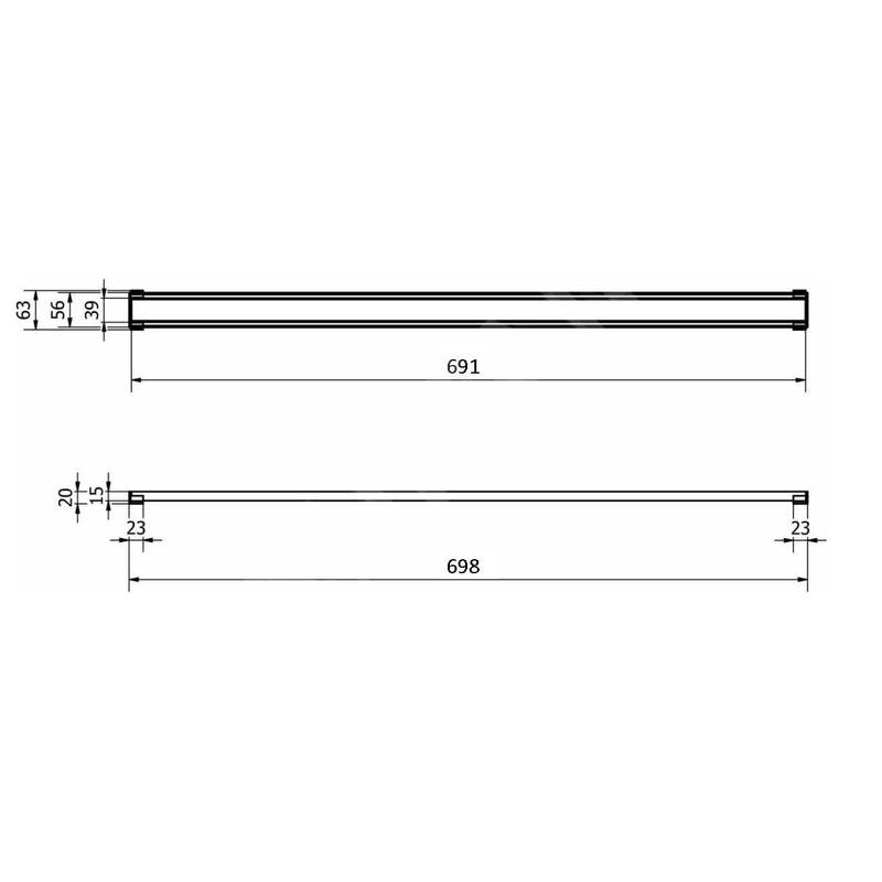 I-Drain Plano - Caillebotis en acier inoxydable pour bac à douche série PRO, surface PVD, longueur 700 mm, or clair IPRO0700WG