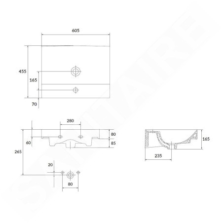 kielle Arkas I - Lavabo  60x45 mm, avec trop-plein, un trou pour robinetterie, blanc 30611600
