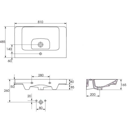 kielle Minor - Lavabo, 81x48 cm, avec trop-plein,1 trou pour robinetterie, blanc 30621800