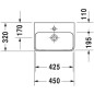 Duravit ME by Starck - Lave-mains 450x320mm, avec un trou pour robinet, blanc alpin 0719450000