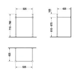 Duravit Vero - Support métallique pour lavabo, chrome, support pour lavabo Vero 045360, 045460 0030631000