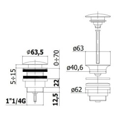 Paffoni Ringo West - Vidage de lavabo refermable Click-Clack 1 1/4, noir mat ZSCA050NO