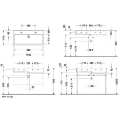 Duravit Vero - Double vasque 1000x470 mm, 2 trous pour robinetterie, blanc alpin 0454100024