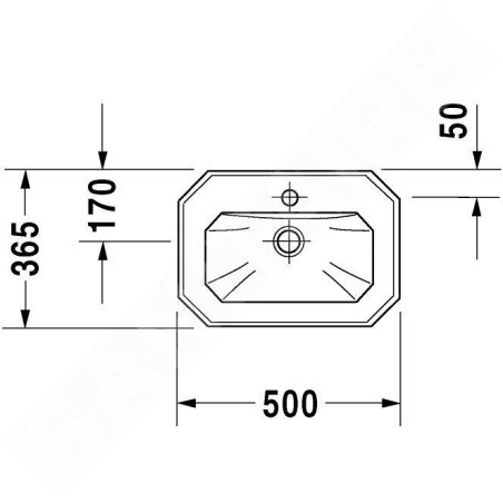 Duravit 1930 - Lave-mains un trou avec trop-plein, 500 mm x 365 mm, blanc - lave-mains 0785500000