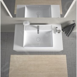 Duravit DuraSquare - Vasque 600x470 mm, sans trop-plein, avec un trou pour robinet, DuraCeram, avec WonderGliss, blanc