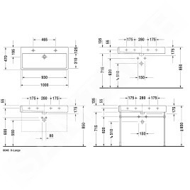 Duravit Vero - Lavabo double 1000x470 mm, avec 2 trous pour robinetterie, avec WonderGliss, blanc alpin 04541000241